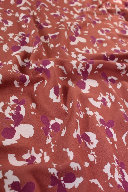 EGLANTINE & ZOE - CRÊPE DE VISCOSE CLOVERS TERRACOTTA
