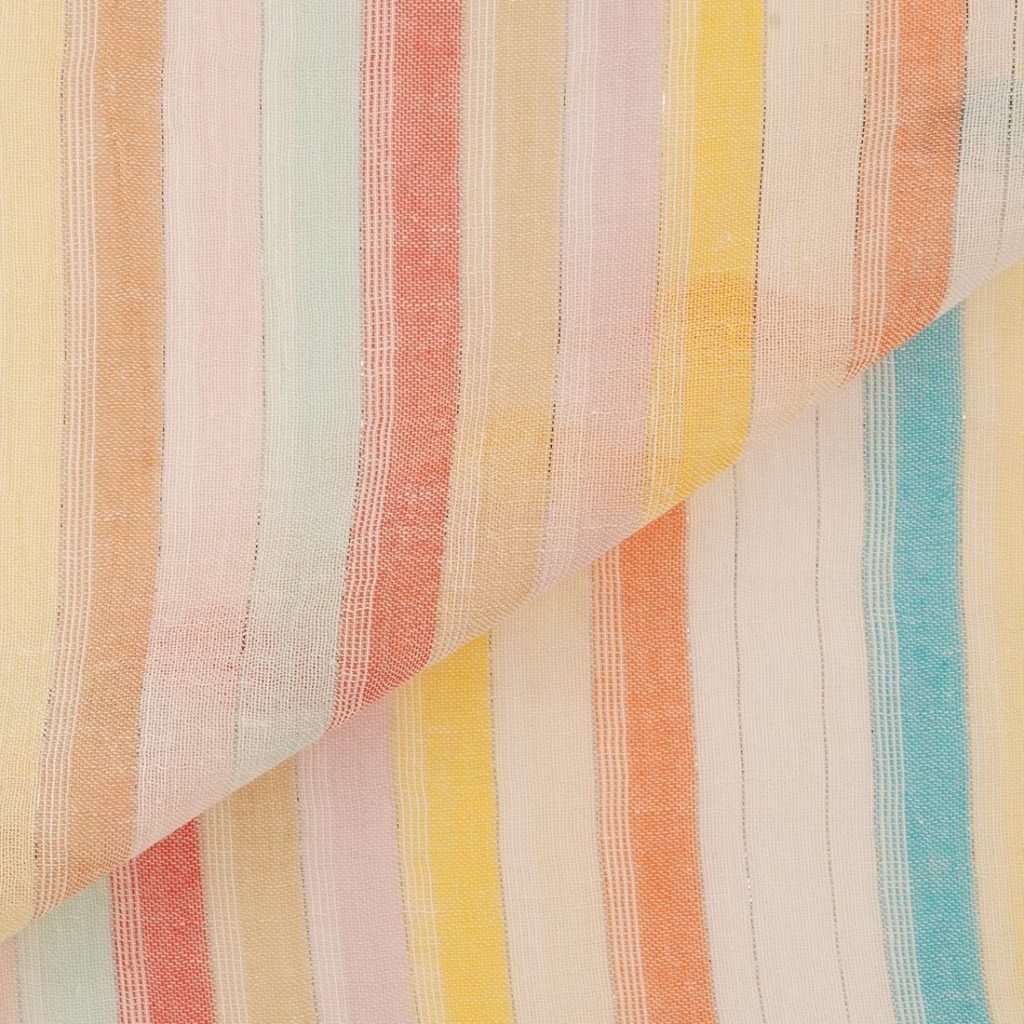 Tissu voile de coton rayures multicolores